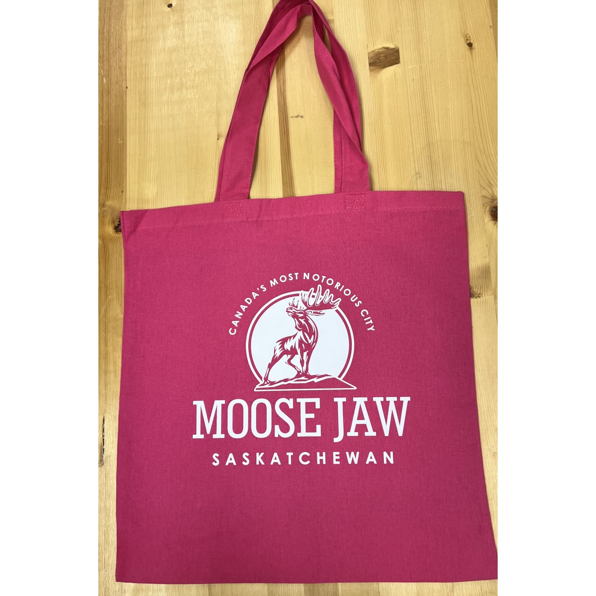 Moose Jaw Canada's Most Notorious Tote Bag Fuchia