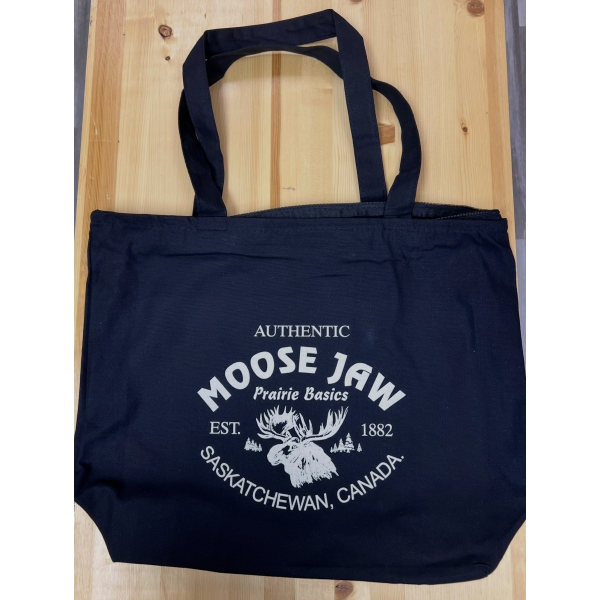 Moose Jaw Prairie Basics Tote Bag Black With Zipper