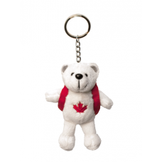 Canada Keychain Stuffed Polar Bear With Red Backpack Canada Keychain Stuffed Polar Bear With Red Backpack