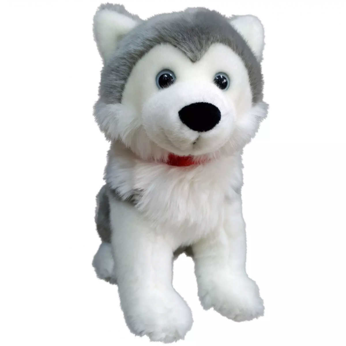 Stuffed 12" Grey Husky with Red Canada Ribbon