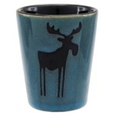 Moose Jaw Shot Glass Blue Glazed Moose Jaw Shot Glass Blue Glazed