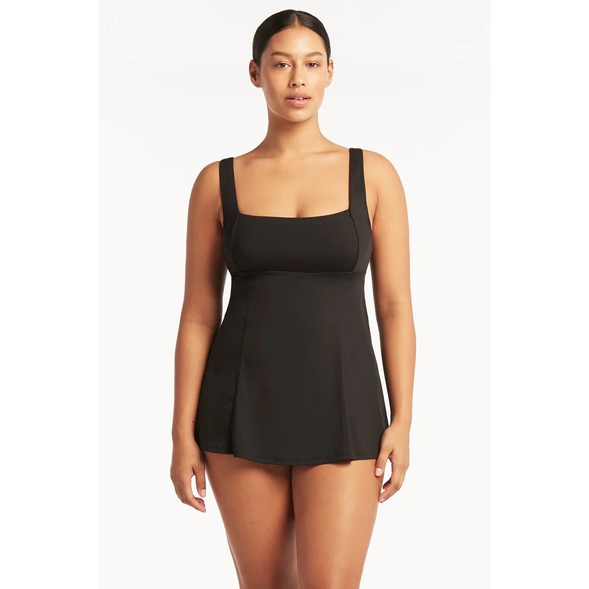 Sea Level - Eco Essentials Square Neck Tummy Control Swim Dress - Black