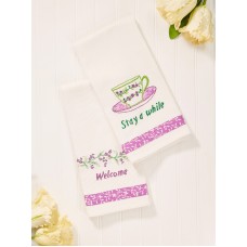 April Cornell - Garden Trellis Embroidered Tea Towel Asst
