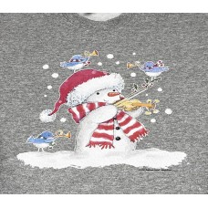 Christmas Snowman and Violin Sweatshirt Light Grey Unisex