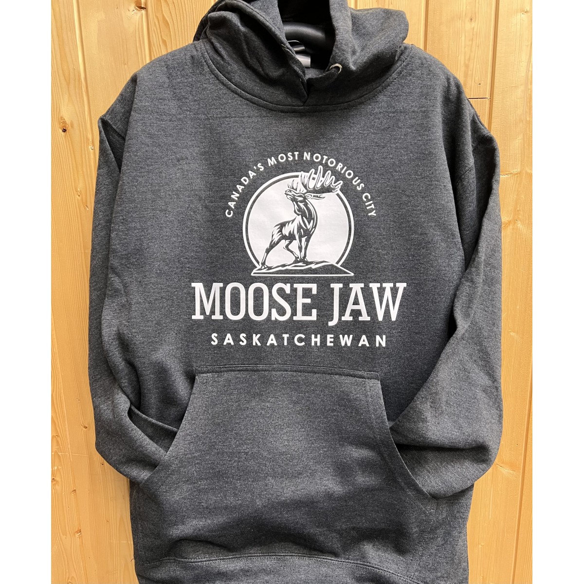 Moose Jaw Canada's Most Notorious Official Hoodie Charcoal Heather