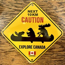 Canada Aluminum Road Sign 6x6 Three Animals Kayaking
