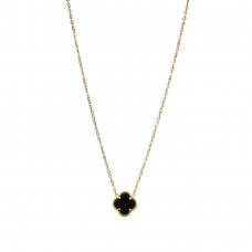 Merx 4 Leaf Clover Pendant Gold #700-124 - Black Stone Merx 4 Leaf Clover Pendant Gold #700-124 - Black Stone