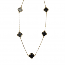 Merx 4 Leaf Clover Short Necklace Gold #700-111 - Black Merx 4 Leaf Clover Short Necklace Gold #700-111 - Black