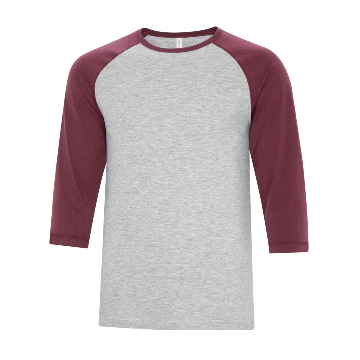ATC Eurospun Ring  Spun Baseball T Ath Grey with Cardinal Sleeves Unisex