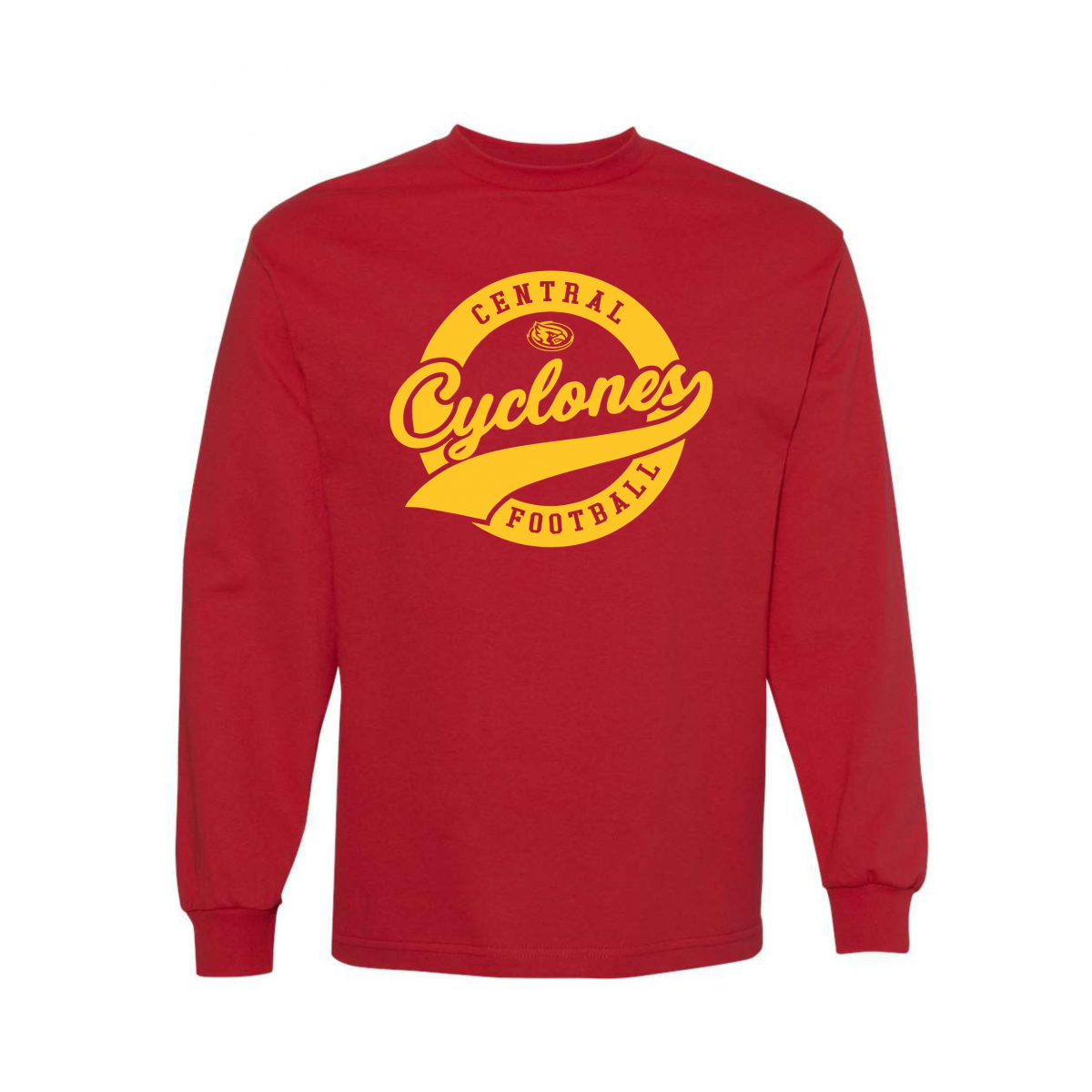 Central Collegiate Unisex AA Long Sleeve T Cyclone Football Logo Central Collegiate Unisex AA Long Sleeve T Cyclone Football Logo