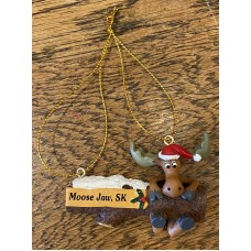 Moose Jaw Christmas Ornament Poly Moose Log