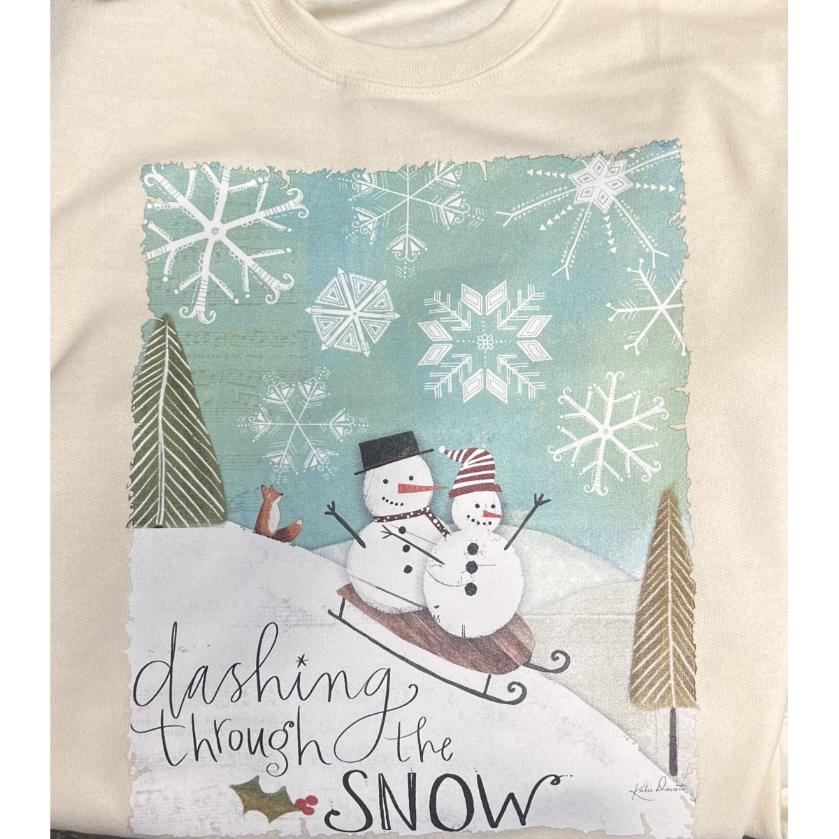 Christmas Dashing Through The Snow Sweatshirt Sweet Cream Unisex