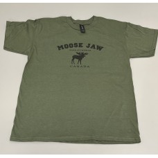 Moose Jaw Standing Moose Youth Military Green T-Shirt