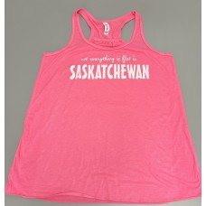 Saskatchewan Flat T-Shirt Ladies Bella Flowy Tank Neon Pink