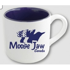 Moose Jaw Mug Tri-Moose White/Cobalt Blue 14oz