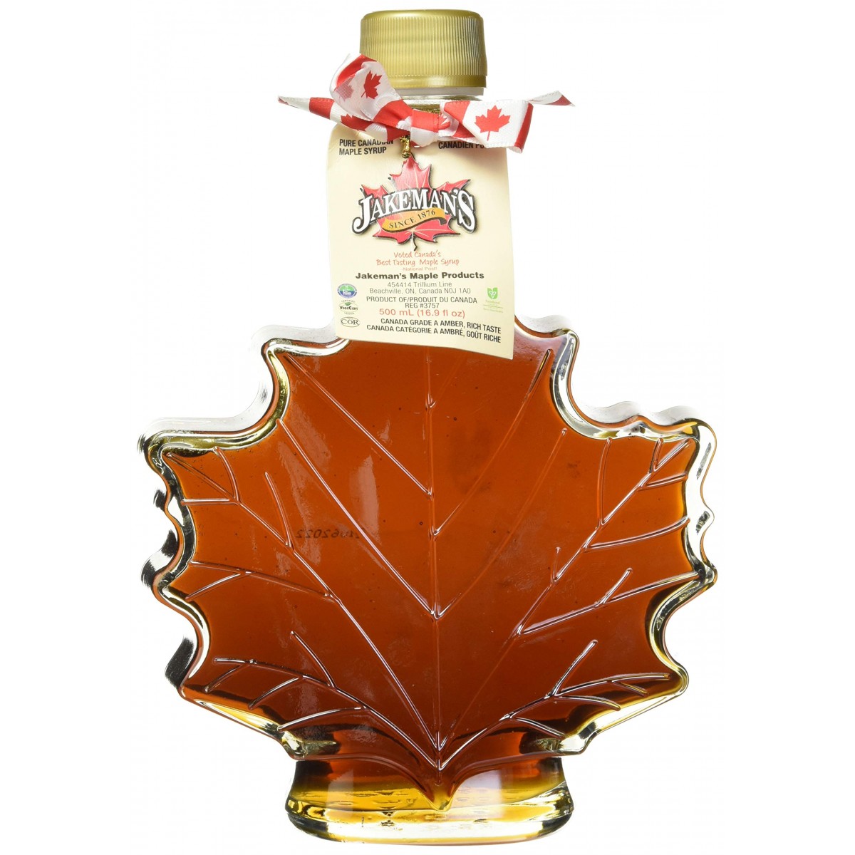 Jakeman's Syrup Autumn Leaf Glass Jar 500ml
