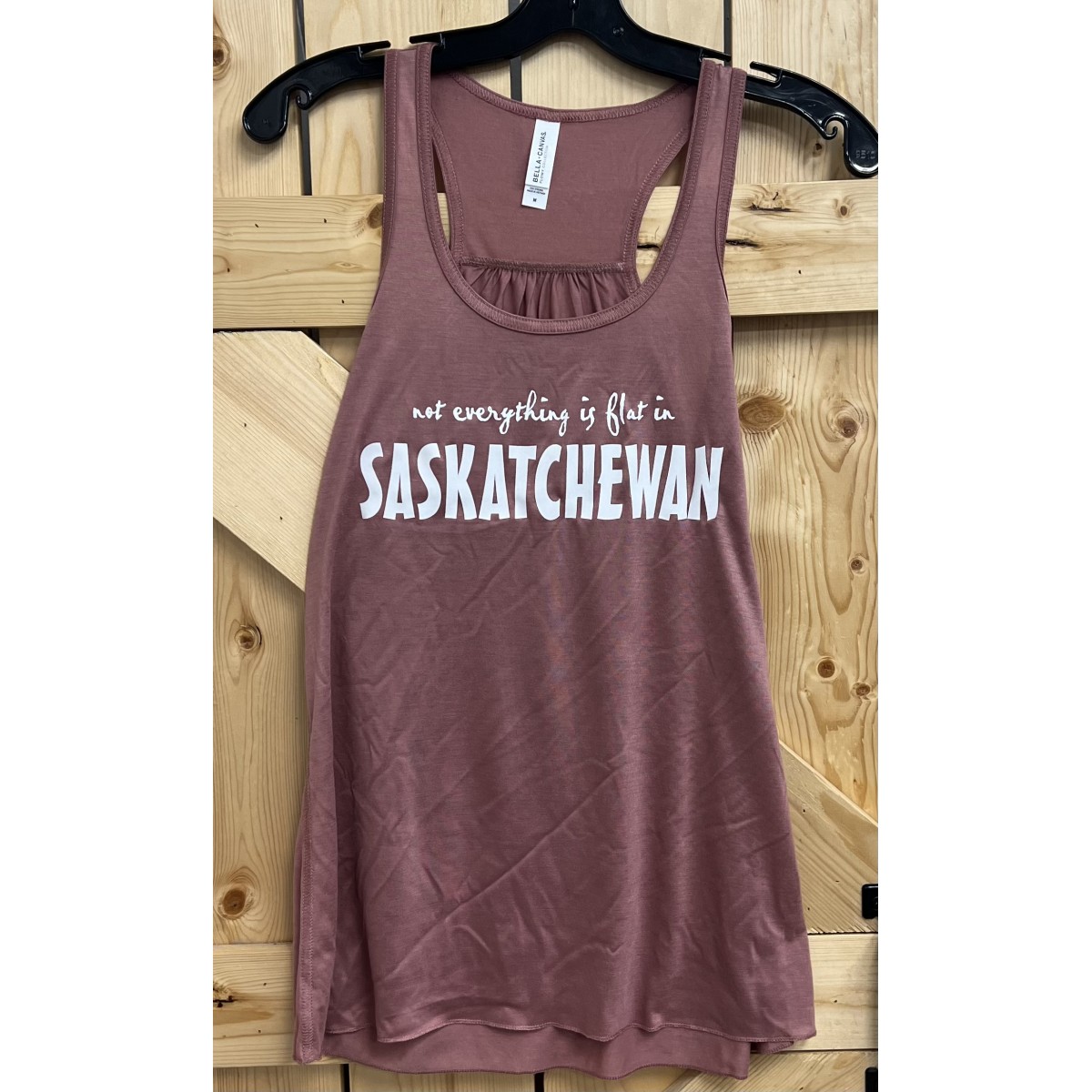Saskatchewan Flat T-Shirt Ladies Bella Flowy Tank Mauve