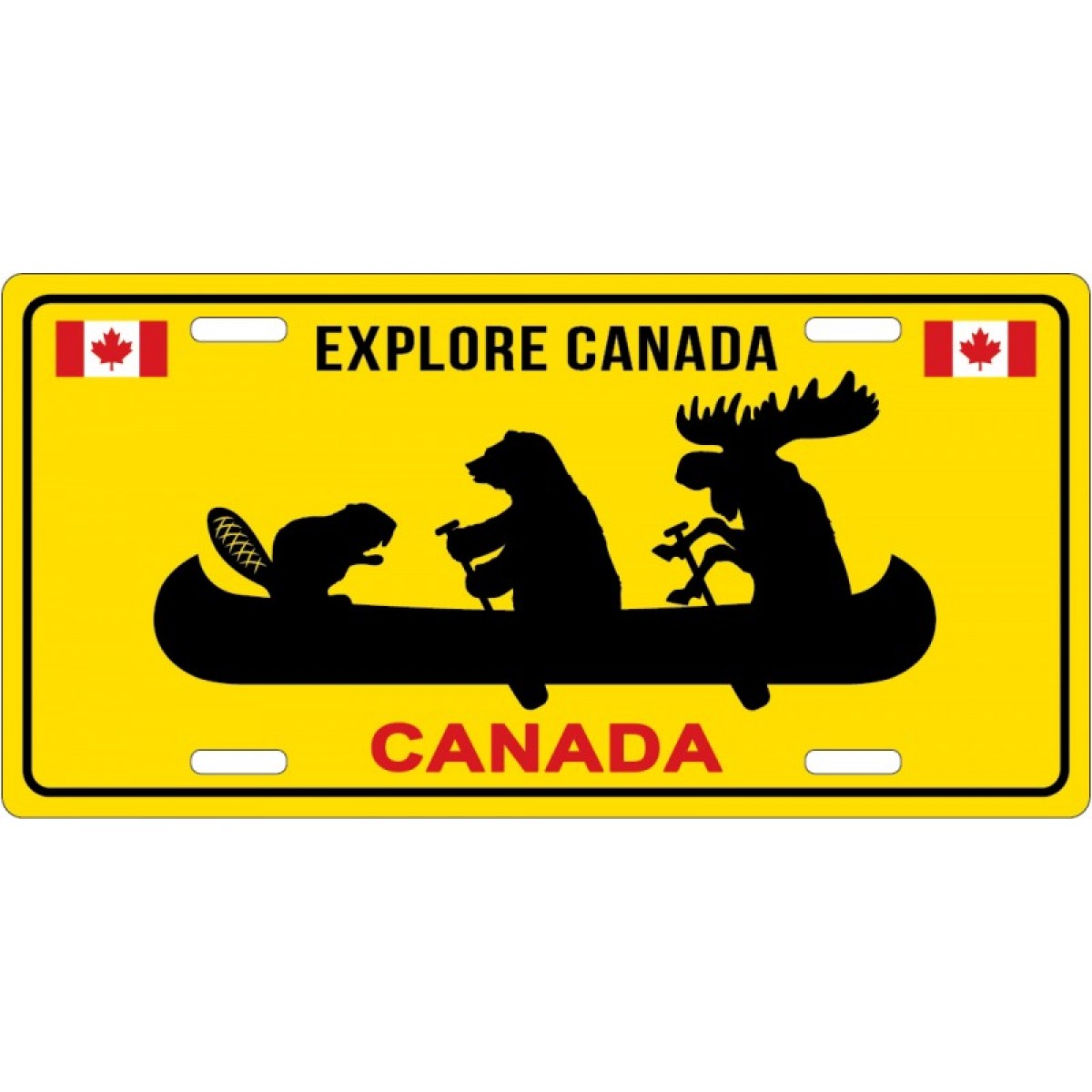 Canada Vehicle Plate Metal Magnet Three Animals Kayak SC