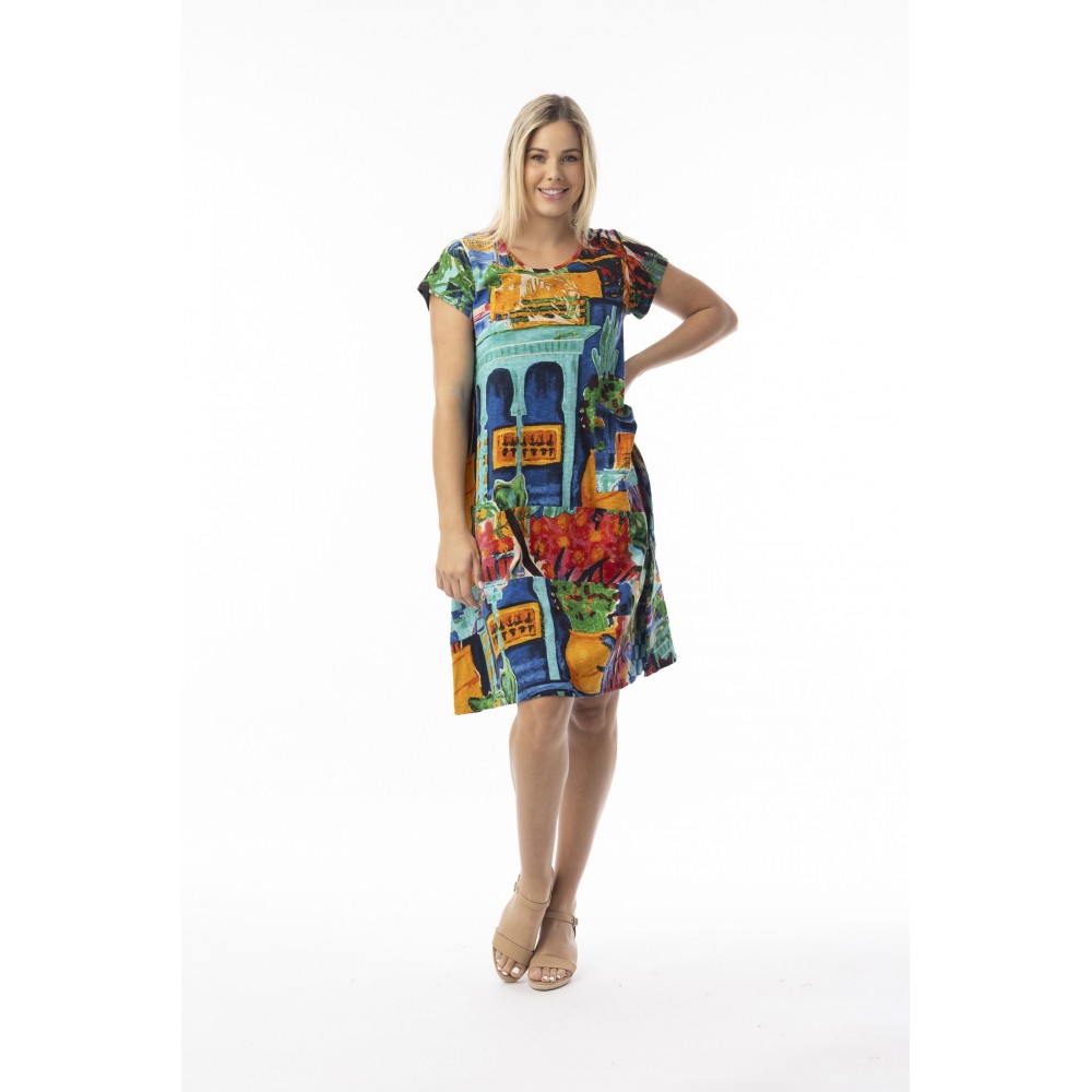 Orientique - Oasis Cotton Dress - Shift Flair Crew #20-152