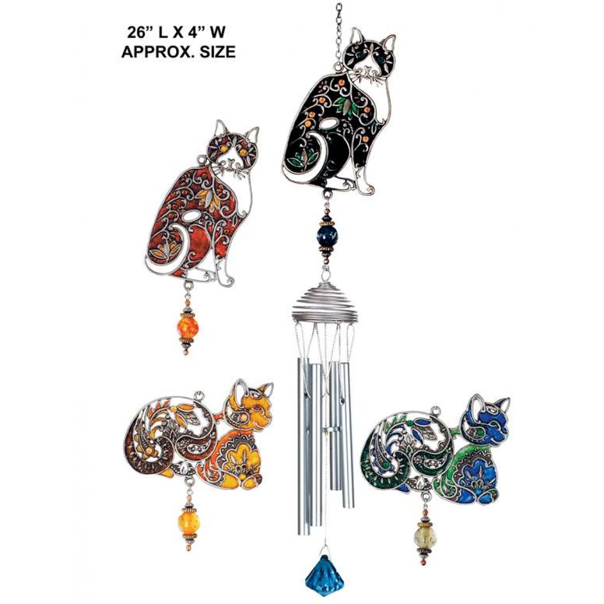 CS 26" Chime Pewter - Assorted Cats CS15526