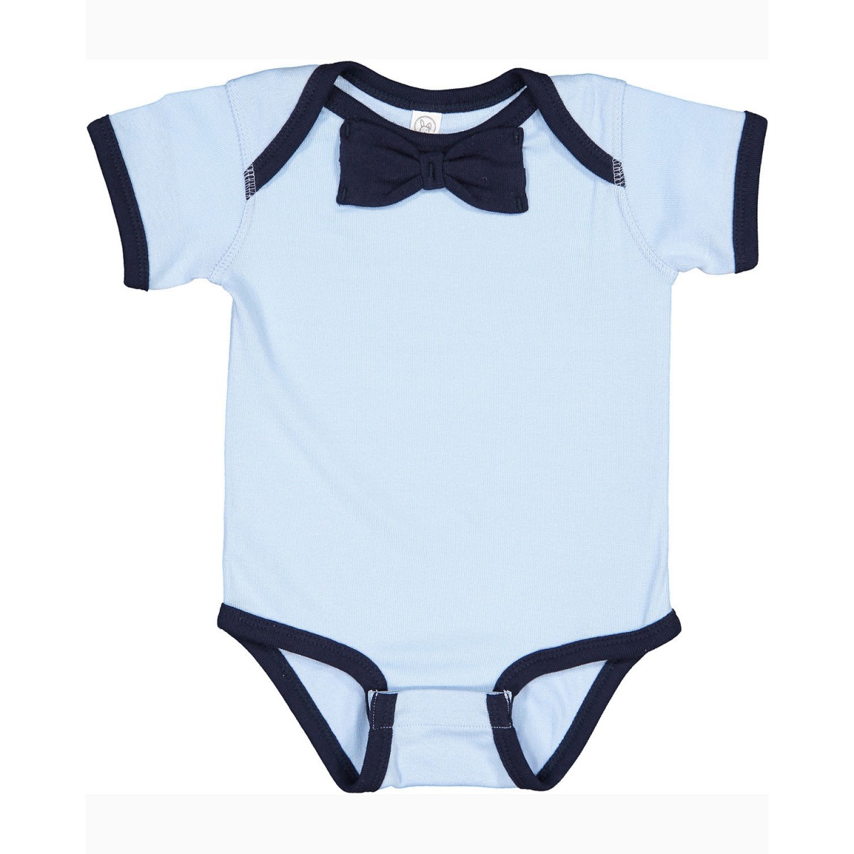 Rabbit Skins Onesie Bow Tie - Light Blue/Navy