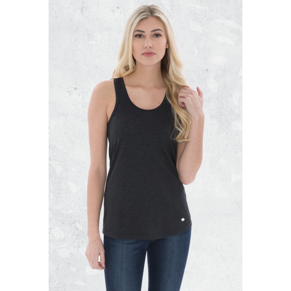 Koi Triblend Racerback Ladies Tank Triblend Charcoal