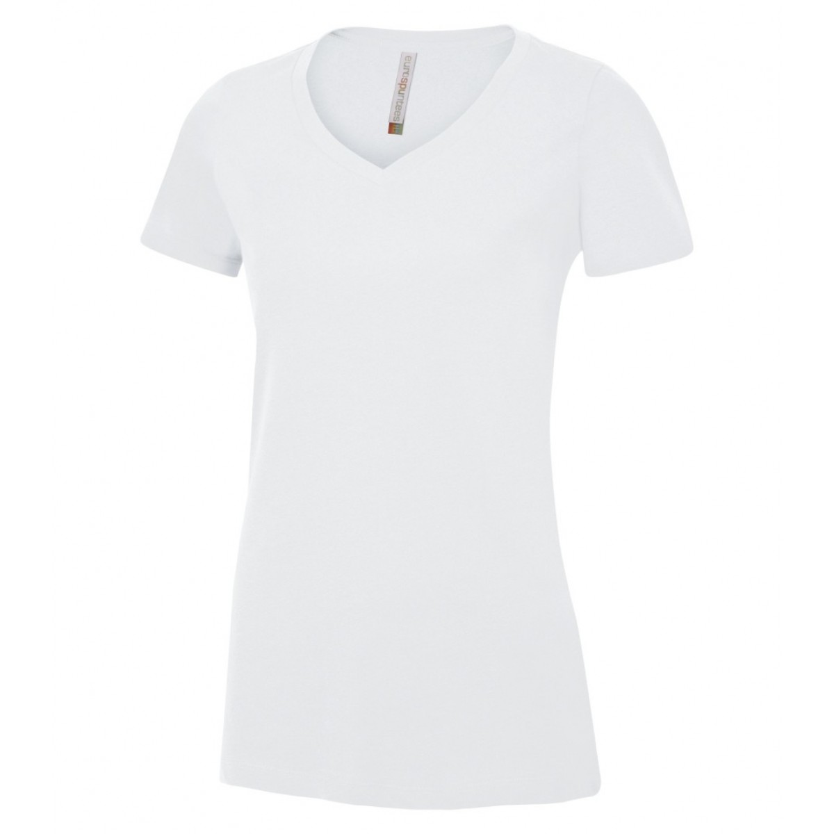 ATC Ladies V-Neck Ring Spun T White