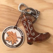 Cowboy Boot Wood Key Chain