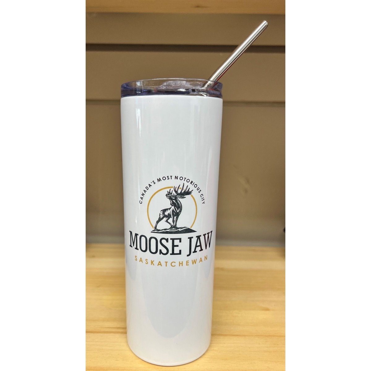 Moose Jaw Stainless Steel Tumbler with Straw - Canada's Most Notorious City Official Moose Jaw Stainless Steel Tumbler with Straw - Canada's Most Notorious City Official